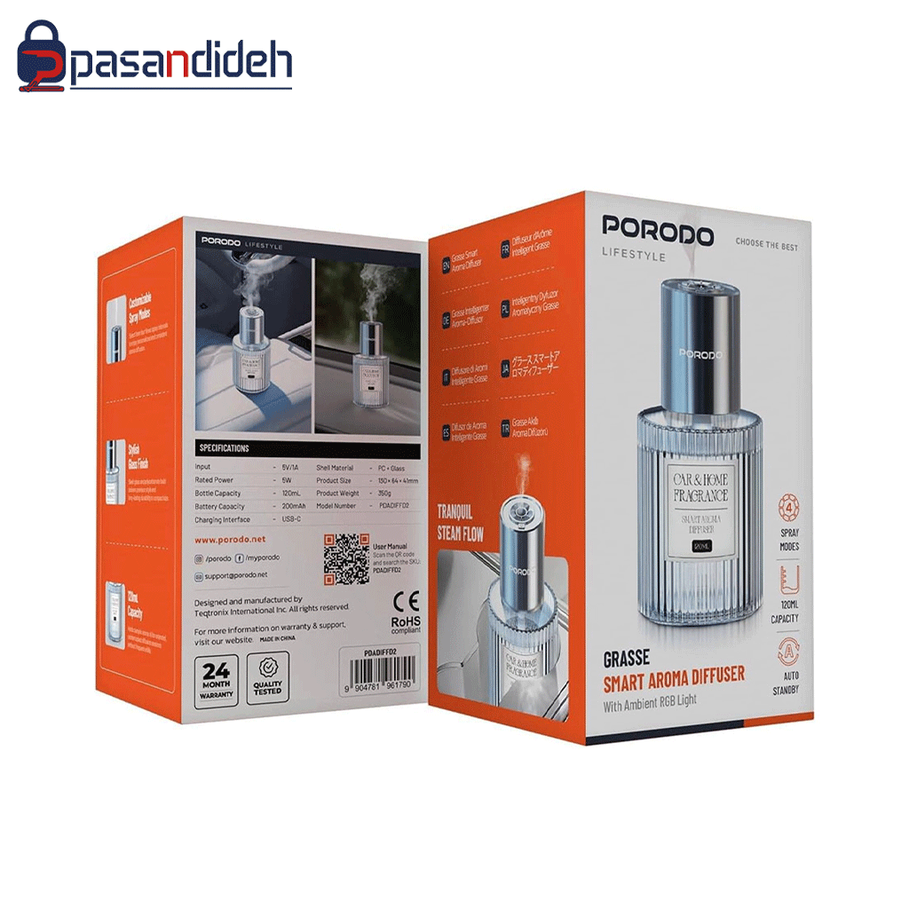 خوشبوکننده هوشمند پرودو Porodo GRASSE SMART AROMA DIFFUSER