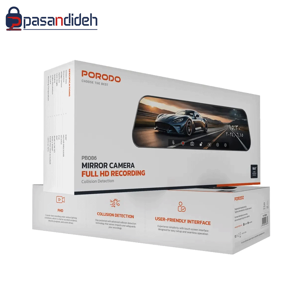 دوربین آینه‌ خودرو پرودو مدل Porodo MIROR CAMERA LFS087