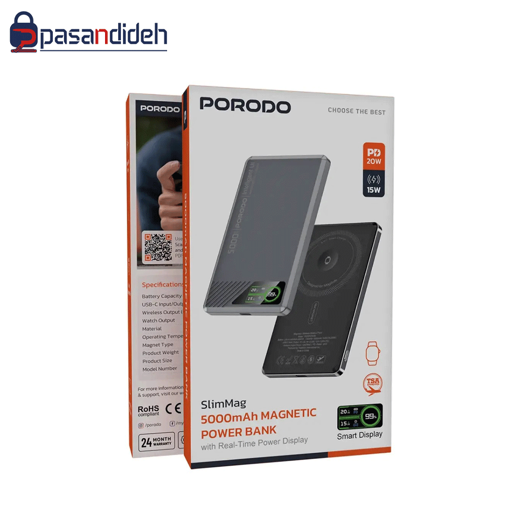 پاوربانک پرودو PORODO TFT DISPLAY 5k