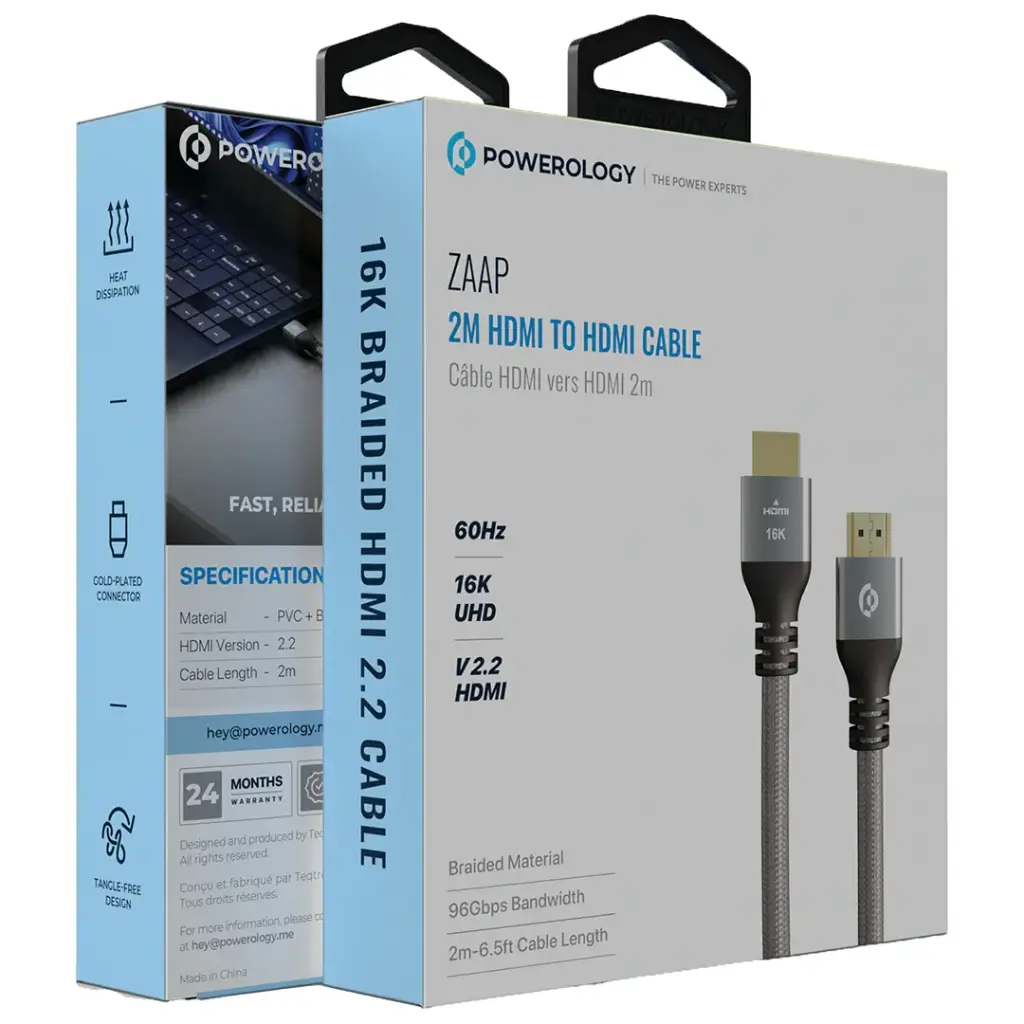 کابل دو متری اچ دی ام آی -Powerology Zaap 2m HDMI to HDMI Cable