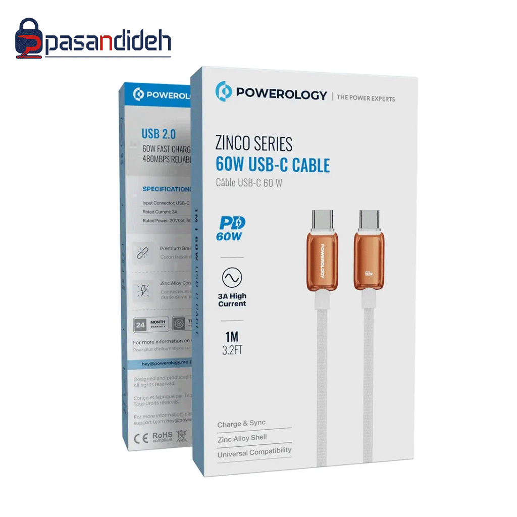 کابل شارژ پاورولوژی Powerology PWDC60WHOG