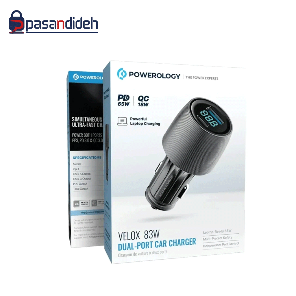 شارژر فندکی پاورولوژی مدل Powerology Velox 83W PCCSR020BK