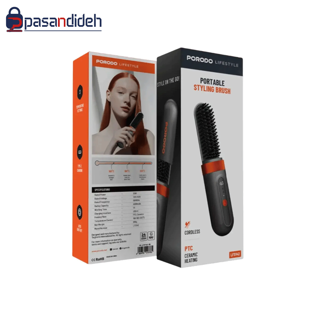 اتومو و برس حرارتی پرودو Porodo Portable Heated Styling Brush