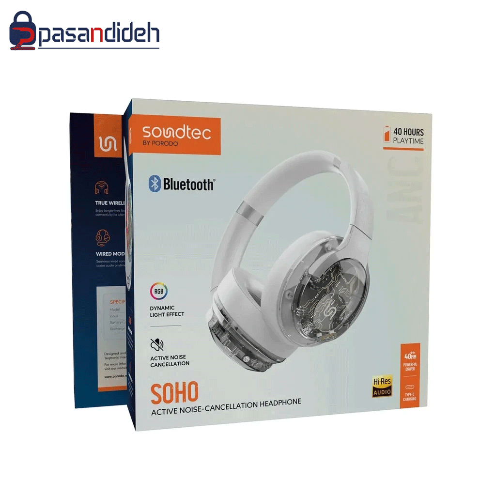 هدفون بلوتوثی پرودو مدل Porodo SOUNDTECH SOHO ANC